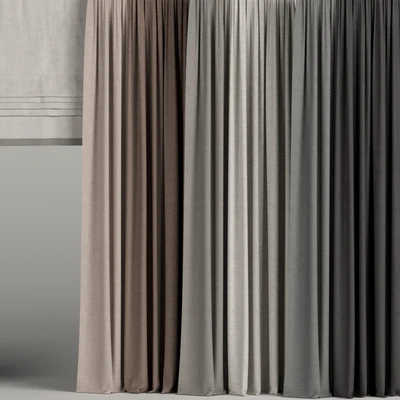 A set of curtains in different colors with a roman curtain. — Ver 3