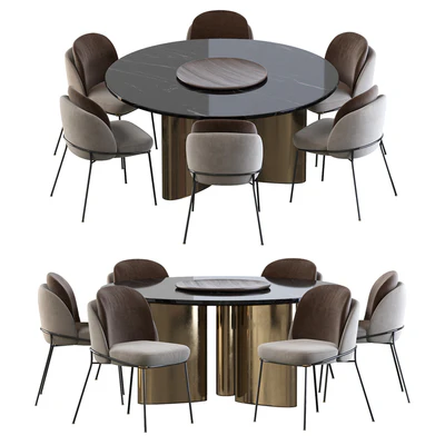 Modern Baron Sea Foam Dining Chair and Round table — Ver 1