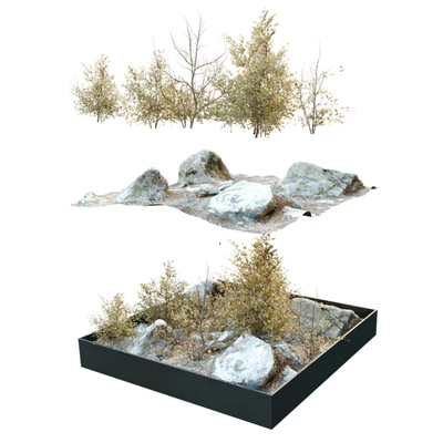Dry plants in rocky base — Ver 2