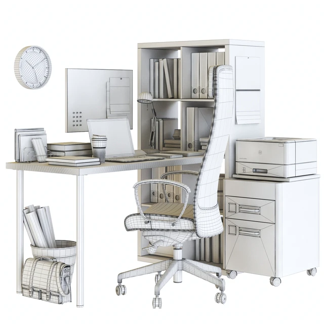 IKEA KALLAX Office Workplace with MARKUS Chair — Download