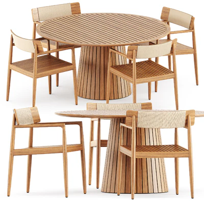 Archi Dining Chair With Arms and Whirl Teak Round Dining Table by Gloster — Вид 1