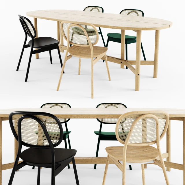 Cane Chair & Arch table-Y base — Скачать
