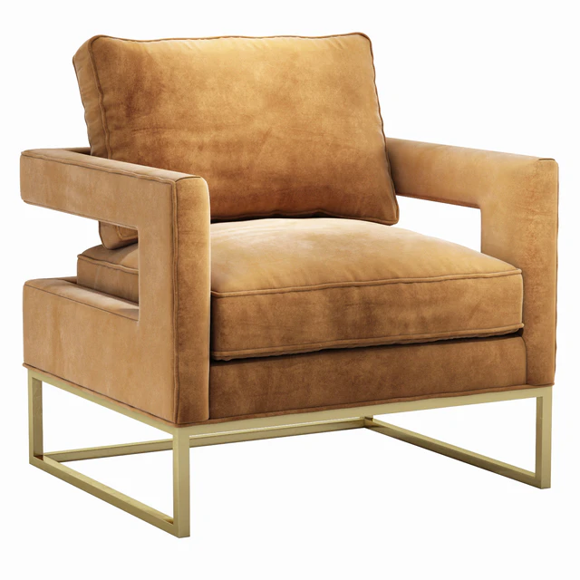 Avery Cognac Velvet Chair — Descargar