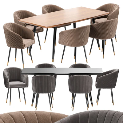 LM-7305 Dining Chair and Curve Table — Ver 1
