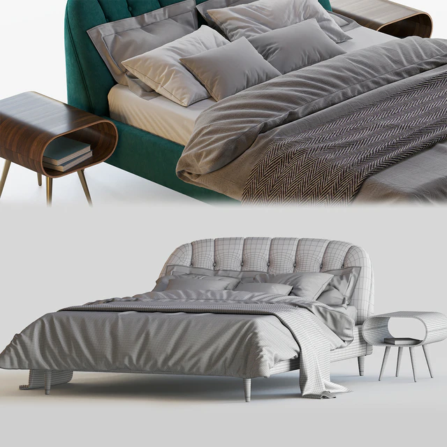 MARGOT SUPER KING SIZE BED, SEAFOAM BLUE VELVET — Скачать
