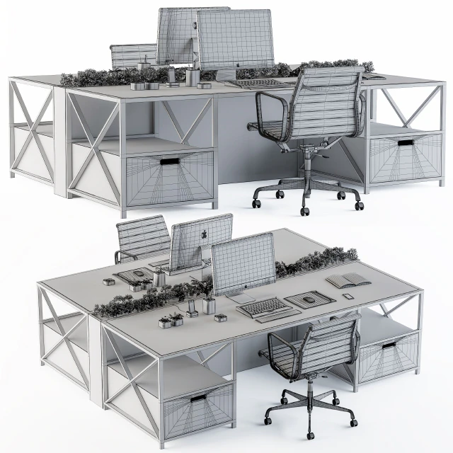 Office Furniture Wood and black set — Скачать