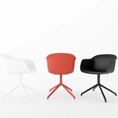 MUUTO Fiber Armchair, Ambit Rail Lamp, Base Table — Ver 2