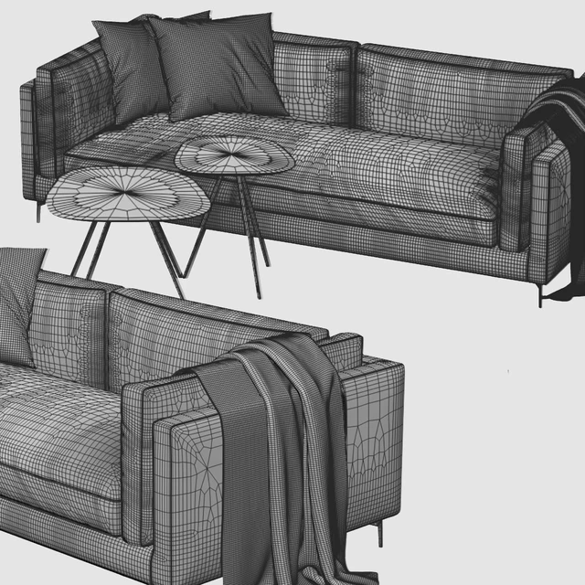 Calligaris Danny sofa and Calligaris Tweet coffee tables — Скачать