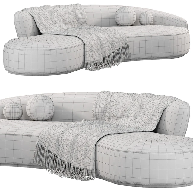 Marseille 2 Curved Sofa ni Mohair, sofas — Descargar