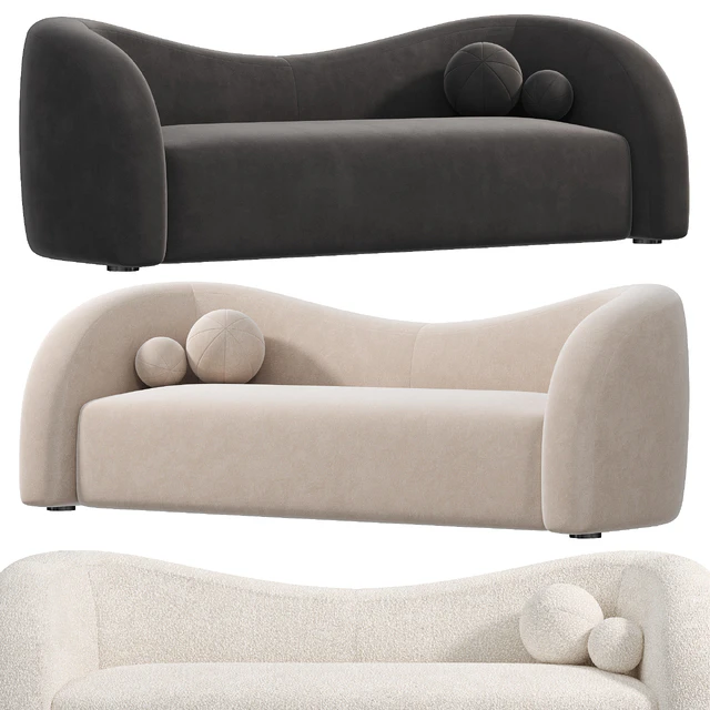 Boucle Upholstered Curved 2 Seater Sofa for Living Room — Скачать