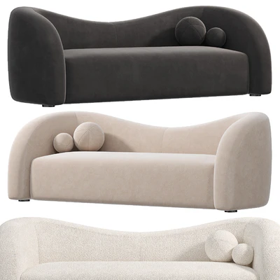 Boucle Upholstered Curved 2 Seater Sofa for Living Room — Вид 3