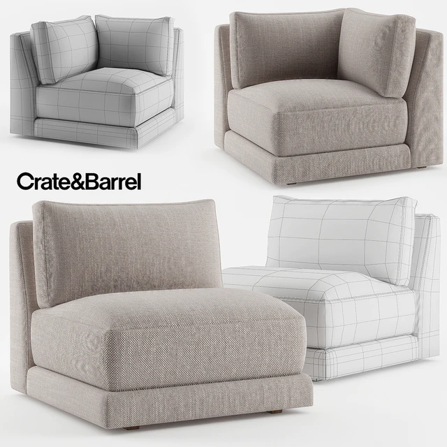 Crate & Barrel Moda Armless Chair + Moda Corner Chair — Скачать