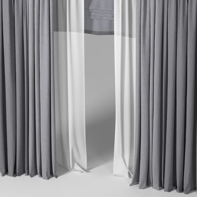 Curtains in two colors + roman blind. — Ver 3