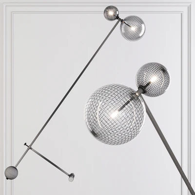Restoration Hardware Glass Globe Mobile BOOM FLOOR LAMP Black — Ver 2