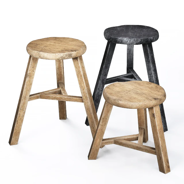 Wooden Accent Stool 01 — Descargar
