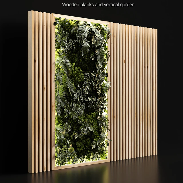 Wooden planks and vertical garden — Descargar