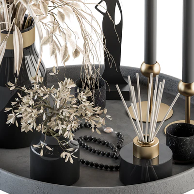 Decorative Set with Bouquet in Tray - Set 60 — Ver 3