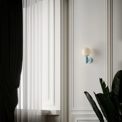 Orb Shade Child Bedroom Wall Light Blue — Ver 5