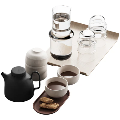 405 eat and drinks decor set 05 tea with cookies and water — Ver 4
