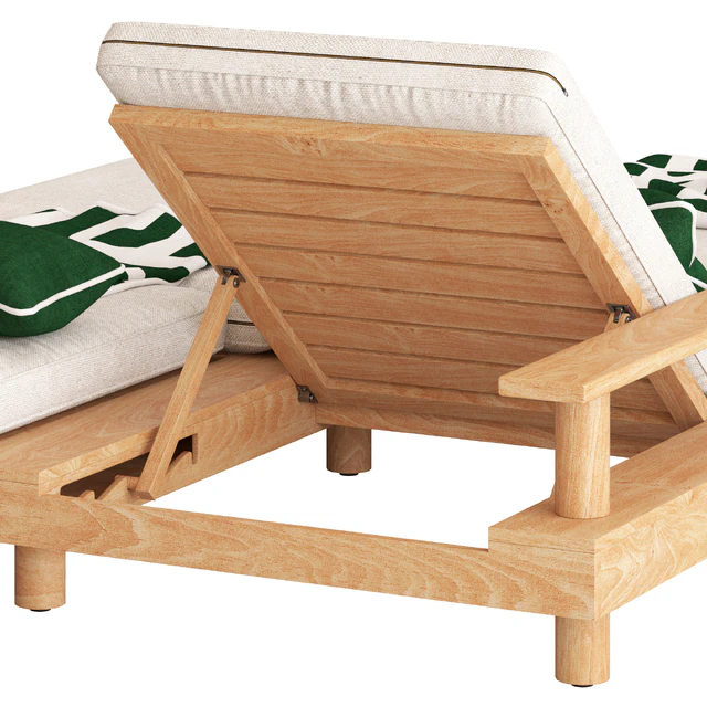 CB2 Pinet Teak Outdoor Double Chaise Lounge — Скачать