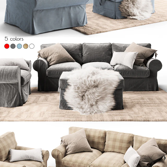 Three-seat sofa EKTORP Ikea / Трехместный диван ЭКТОРП Икеа — Скачать