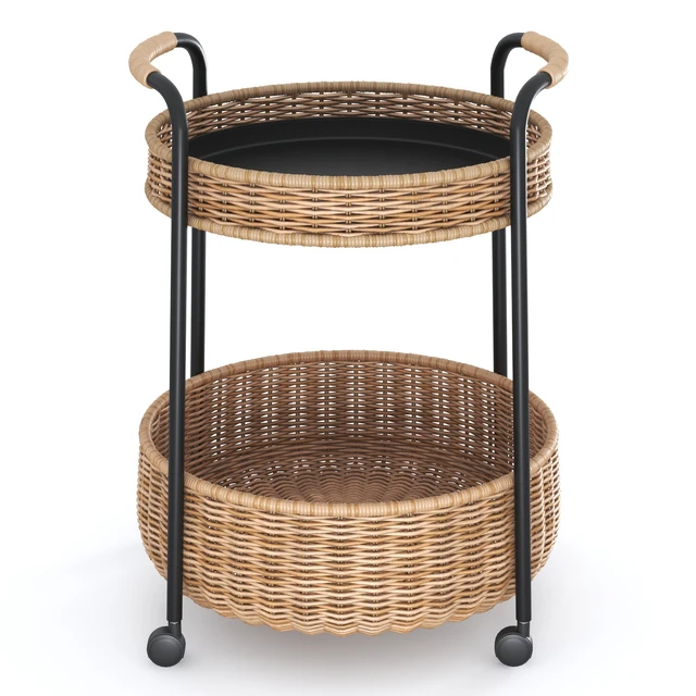 LUBBAN Little table on wheels with a box, rattan, anthracite from Ikea | LUBBAN Serving cart with storage, rattan, anthracite by Ikea — Descargar
