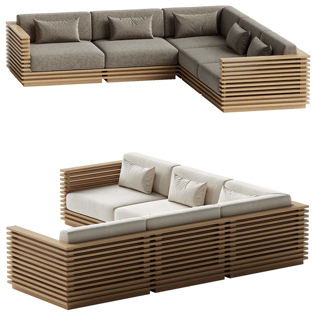 Batten 5-Piece L-Shaped Teak Sofa — Download