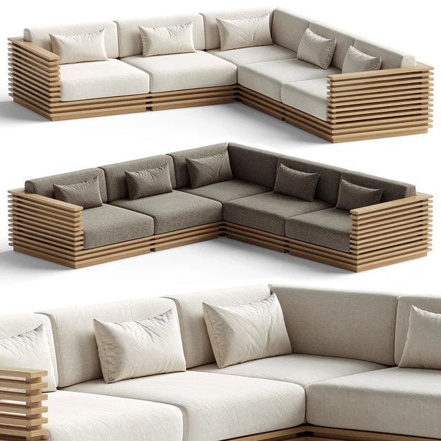 Batten 5-Piece L-Shaped Teak Sofa — Download