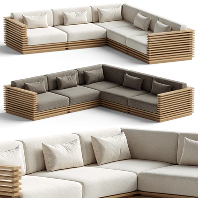 Batten 5-Piece L-Shaped Teak Sofa — View 4