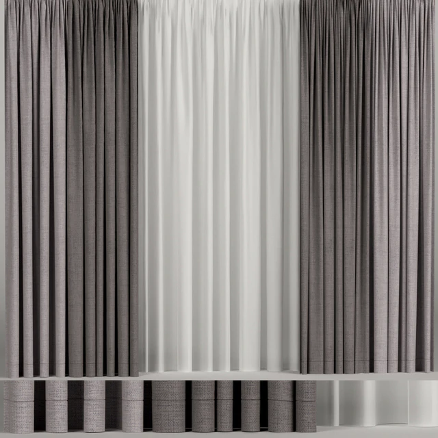 Wide brown curtains with tulle. — Descargar