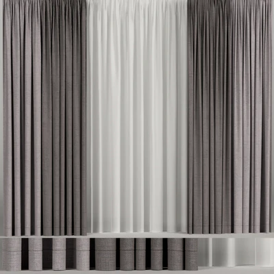Wide brown curtains with tulle. — Ver 1