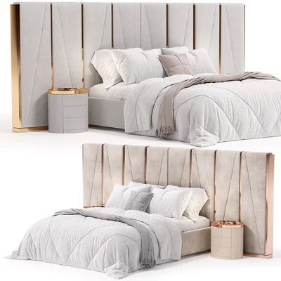 Modrest Nixa Modern White Bonded Leather & Gold Bed — Ver 1