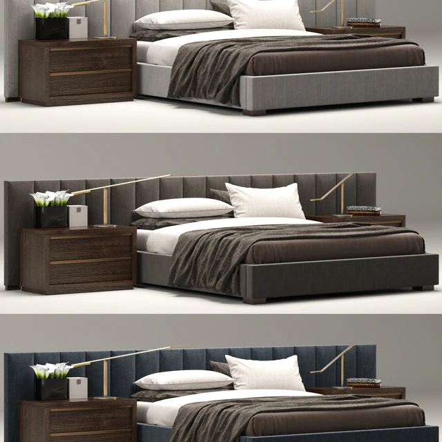 RH Modern custom vertical channel extended headboard bed — Descargar