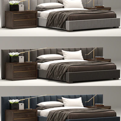 RH Modern custom vertical channel extended headboard bed — Ver 2