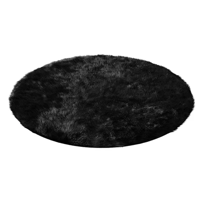 Round fluffy black carpet — Вид 3