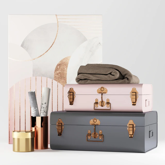 Decorative set of 2 Elori suitcase chests — Descargar