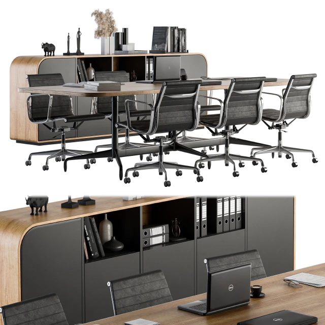 Meeting Table with office chair 07 — Скачать