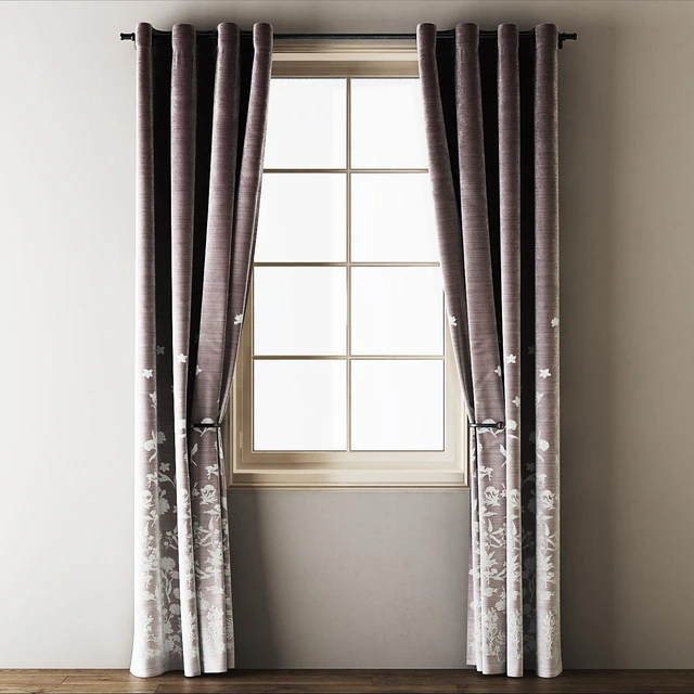 Floral Embroidered Velvet Eyelet Curtains — Скачать