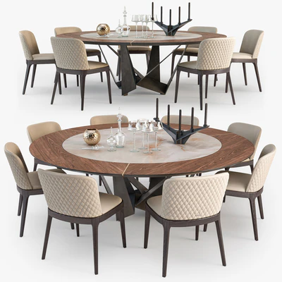 Cattelan Italia Skorpio round table Magda chair set — Ver 1