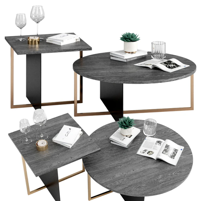 West Elm Korsa Oak + Copper Coffee & Side Table — Descargar