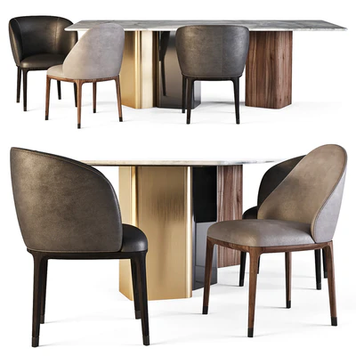 Meroni and Colzani: Dining Set (Portofino Table and Lungotevere Chairs) — Вид 1