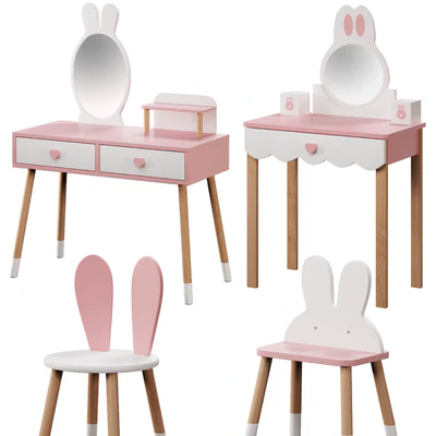 Costzon Kids Vanity Set with Mirror and chair — Ver 1