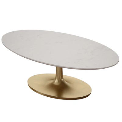 Журнальный столик Nero White Marble Oval Coffee Table (Crate and Barrel) — Вид 5
