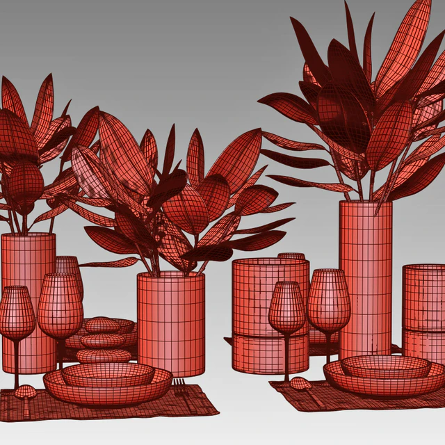Table setting with leaves 1 — Descargar