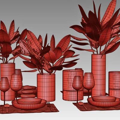 Table setting with leaves 1 — Ver 2