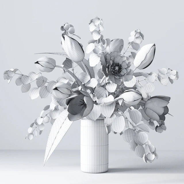 Eucalyptus bouquet with tulips — Скачать