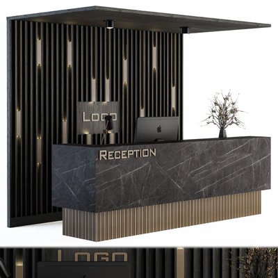 Reception Desk and Wall Decor - Set 04 — View 4