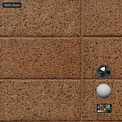stacked aggregate concrete block wall texture orange — View 3