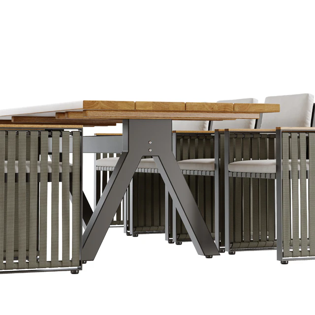 Outdoor garden wicker woven dining set Skyline design Horizon — Descargar