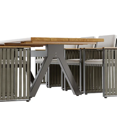 Outdoor garden wicker woven dining set Skyline design Horizon — Ver 2